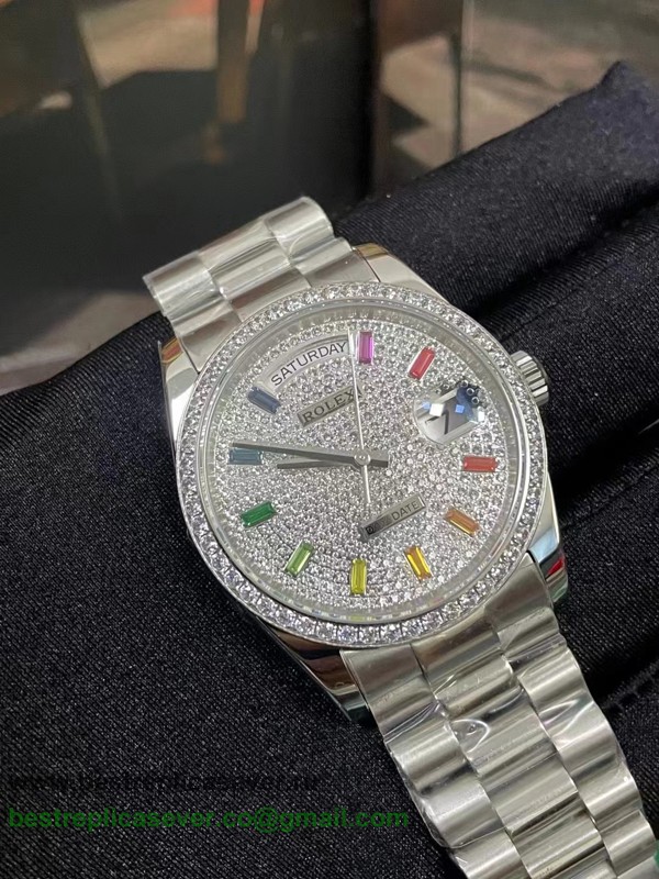 RXGR Rolex Day-Date Automatic S/S 36MM Diamonds Sapphire RXGR148